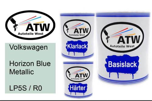 Volkswagen, Horizon Blue Metallic, LP5S / R0: 1L Lackdose + 1L Klarlack + 500ml Härter - Set, von ATW Autoteile West.